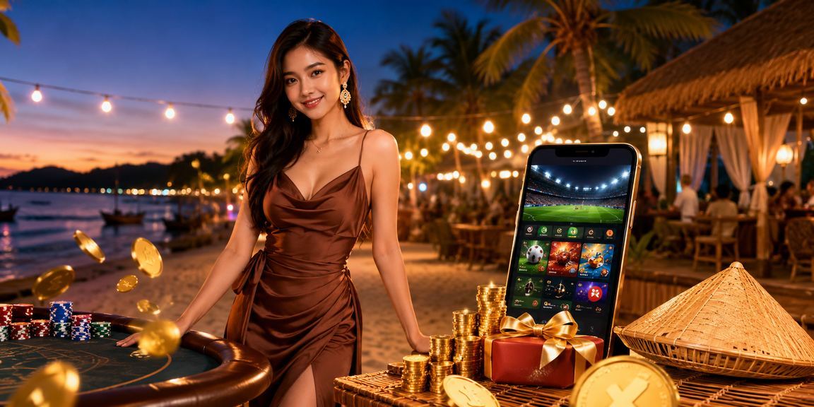 Người dùng tại Phú Quốc đội nón lá tham gia cá cược thể thao trực tuyến trong không gian thoáng đãng