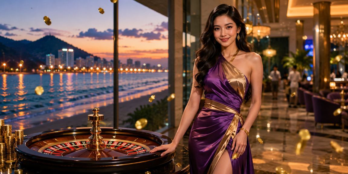 Bàn roulette casino bên bờ biển Vũng Tàu trong không khí nghỉ dưỡng thư giãn